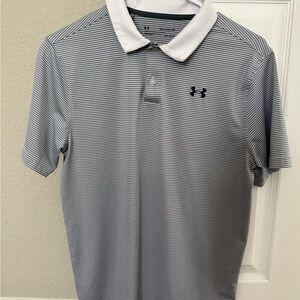 Under Armour Youth Polo Shirt - Black and White Stripes